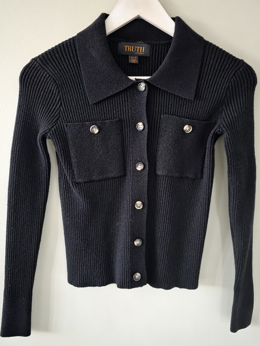 Truth By Republic XS Vintage Y2K Coquette Romantic Ribbed Knit Crop Cardigan - Picture 3 of 12